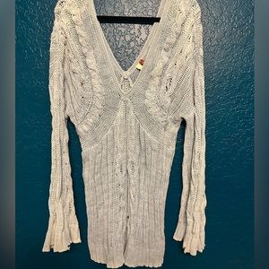 Pilcro (Anthropologie) Distressed Light Blue Sweater Dress